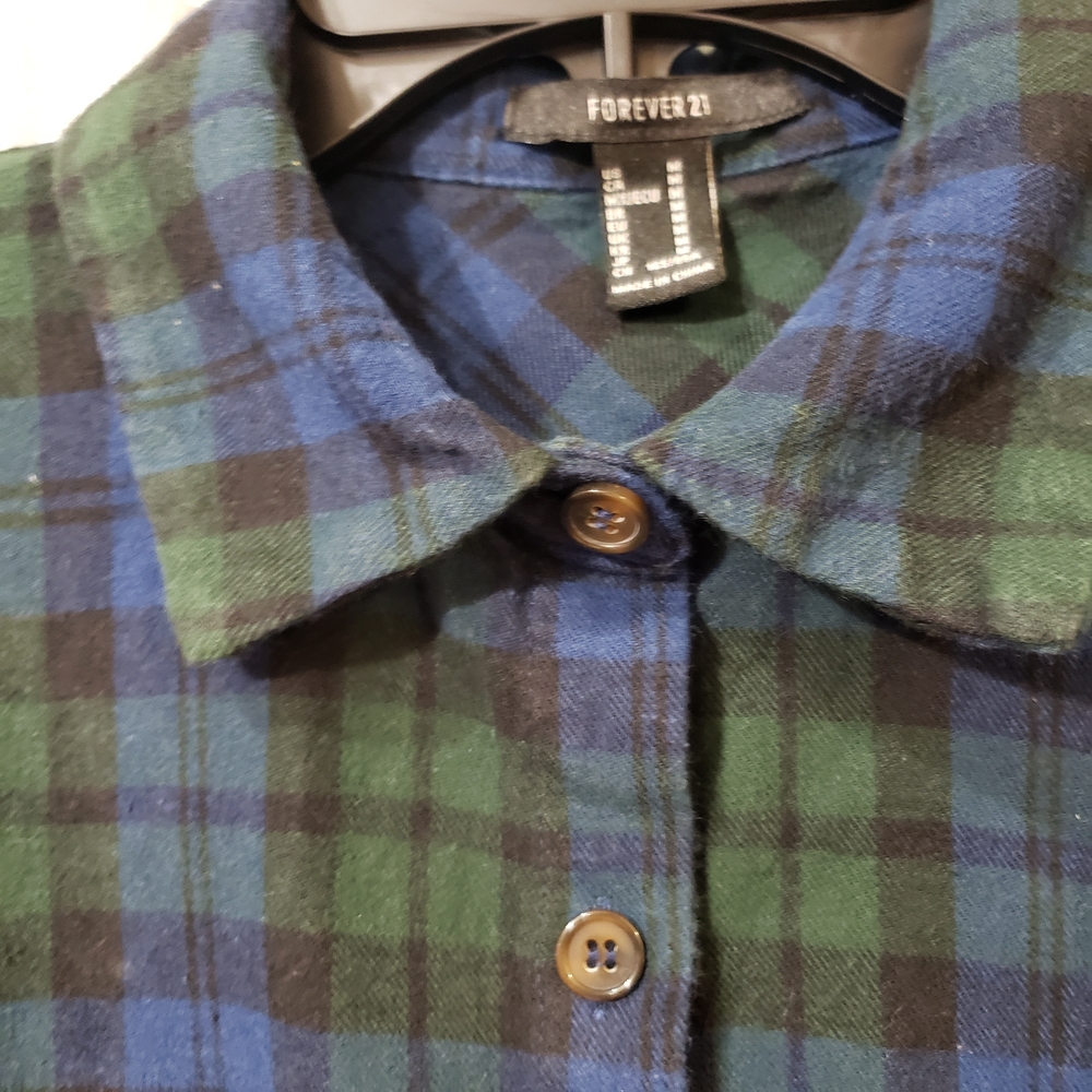 Forever 21 Blue and Green Plaid Shirt